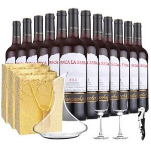 西班牙原瓶进口 赛德庄园（Finca La Seda）红葡萄酒 送【纸袋，醒酒器，玻璃杯，海马刀】750ml*12   