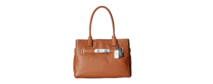 COACH Color Block Polished Pebble 女款真皮手提包