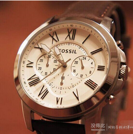 Fossil 化石 FS4735 男士防水夜光真皮石英腕表