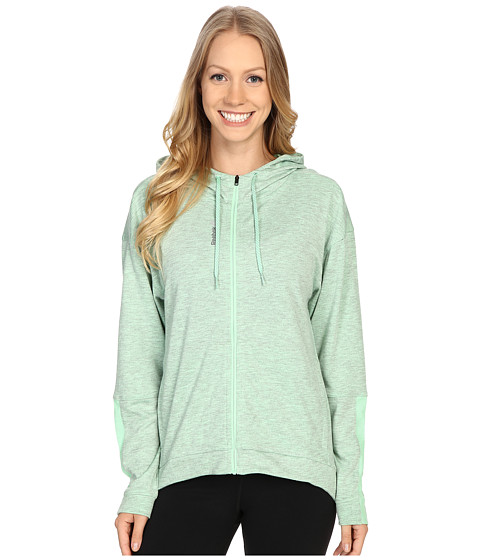 Reebok锐步Workout Ready Zip Hoodie女士时尚连帽长袖衫 水绿色