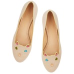 Charlotte Olympia 宝石装饰小猫鞋（米色）