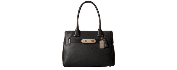 COACH 蔻驰 Polished Pebble Leather Swagger 女士手提包