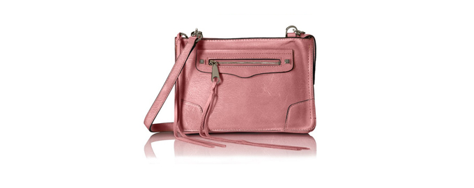 粉色降价！Rebecca Minkoff Regan 真皮斜挎包