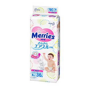 日本 花王 Merries 妙而舒  婴儿纸尿裤 L36片