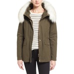 Nordstrom 精选 T Tahari军绿色翻毛大衣