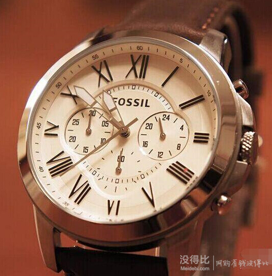 Fossil 化石 FS4735 男士防水夜光真皮石英腕表