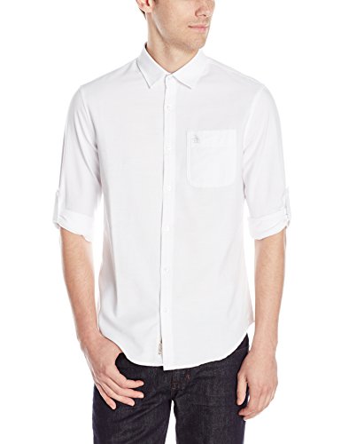 L码！Original Penguin Roll Sleeve 男修身白衬衫
