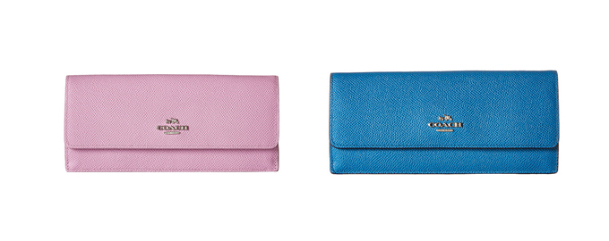 2色可选！COACH Crossgrain Leather 女款真皮长款钱包