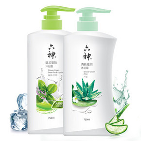 六神 清凉爽肤沐浴露750ml+清新滋润沐浴露750ml