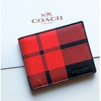 格纹控收了！COACH Mount Plaid Slim 格纹折叠钱包