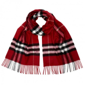 反季囤！Burberry 巴宝莉经典格子羊绒围巾 亮丽中国红 $295（约2054元）