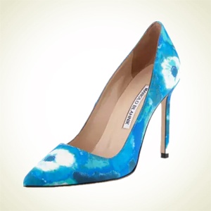 Neiman Marcus US：Manolo Blahnik 印花缎面气质高跟鞋