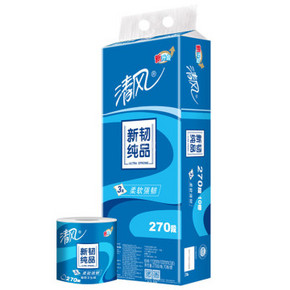 清风 新韧纯品3层270段卷筒卫生纸*10卷x12件+凑单