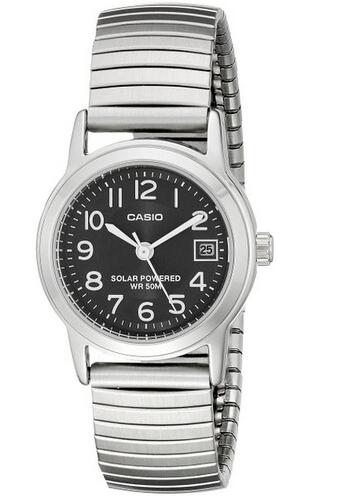 CASIO 卡西欧 Easy-To-Read LTP-S100E-1BVCF 太阳能不锈钢 女士石英腕表