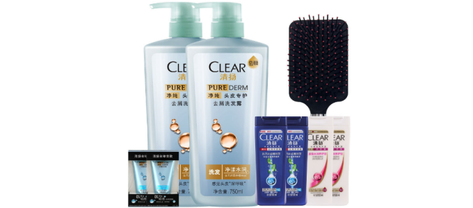 清扬 0硅油洗发水 750ml*2+100ml*4+40ml*2+气垫梳