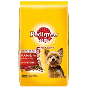 Pedigree宝路 中小型犬 成犬狗粮牛肉味 7.5kg