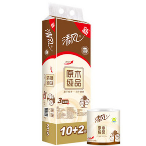 清风 卷纸 原木纯品 3层 240段*12卷