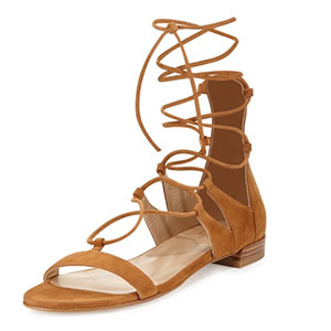Neiman Marcus：Stuart Weitzman 女款绒面革绑带凉鞋