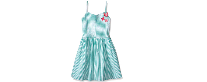 Gymboree Green Stripe 女童吊带连衣裙