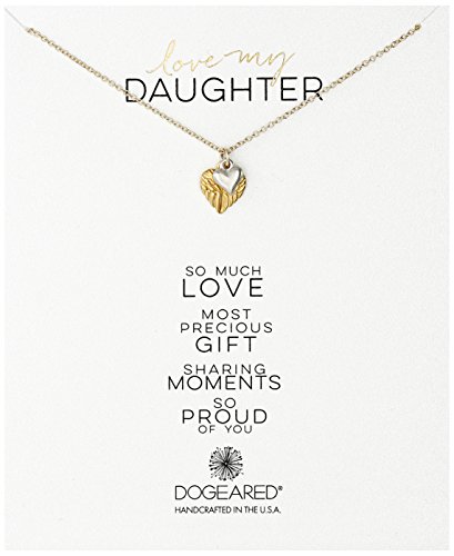 Dogeared 朵吉兒 “Love My Daughter”心形羽毛 纯银镀金吊坠项链