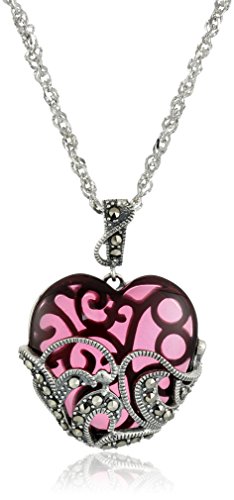 Sterling Silver Marcasite and Gemstone 纯银宝石项链
