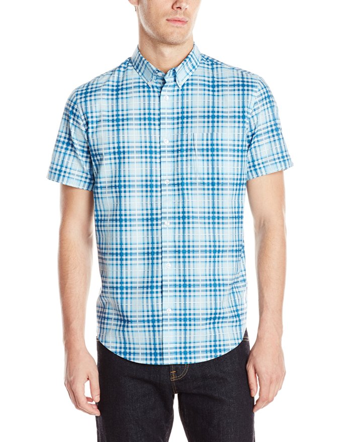 Calvin Klein Twill Windowpane 男款短袖衬衫