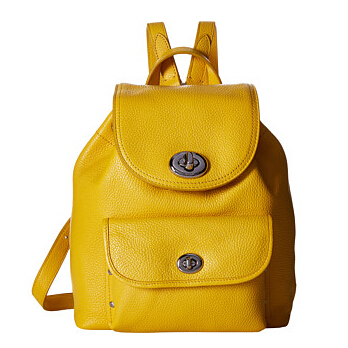 COACH Mini Turnlock Tie Rucksack 黄色真皮背包