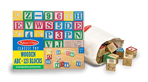 Melissa & Doug 木质彩色字母数字积木 50块