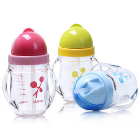 kidsme 亲亲我 儿童双耳晶透吸管杯 240ml*2件
