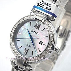 已过期海淘精选：Ashford Seiko精工 珍珠母贝+镶钻太阳能女表