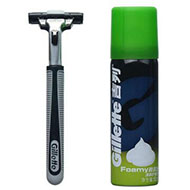 吉列（Gillette） 威锋旋转双层刮胡刀+剃须泡超值组合装