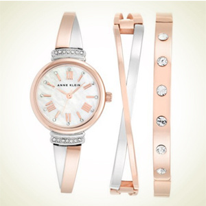 Amazon：Anne Klein AK/2245RTST 女士玫瑰金手表手镯套装