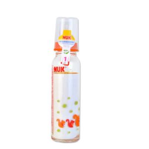 NUK 耐高温玻璃彩色奶瓶(带1号仿真通气奶嘴) 230ML*5件