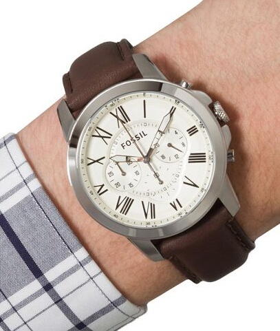 Fossil 化石 FS4735 男士防水夜光真皮石英腕表