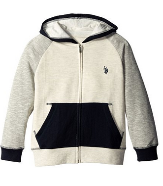 U.S. Polo Assn.男大童French Terry拉链连帽保暖外套