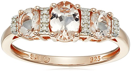 Rose Gold-Plated Sterling Silver 摩根石镶钻戒指 6号