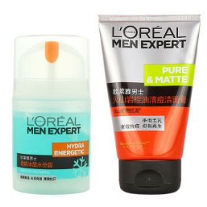 LOREAL PARIS 巴黎欧莱雅 夏日冰火套装 (冰酷水分露50ml+火山岩洁面膏100ml）