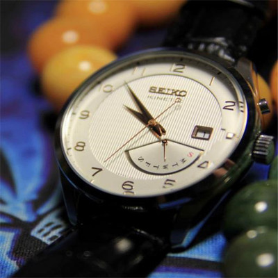 SEIKO 精工 Kinetic 男款人动电能腕表 SRN049 牛皮表带