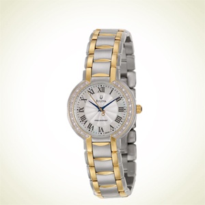 ebay：Bulova 宝路华 珍珠母贝+镶钻小蓝针时尚女表 98R161