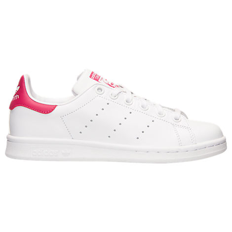 成人可穿！Adidas 阿迪达斯Stan Smith 大童玫红粉尾/蓝尾三叶草板鞋