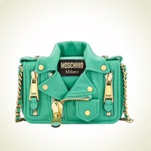 Neiman Marcus：Moschino 女款个性机车夹克真皮肩包