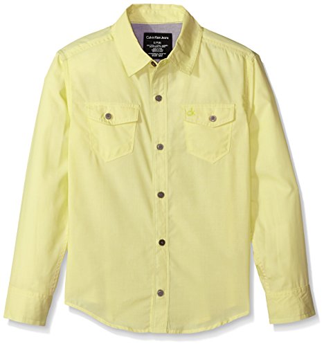 成人可穿！Calvin Klein 卡尔文·克莱恩 Horizontal Stripe Chambray 大男童衬衫
