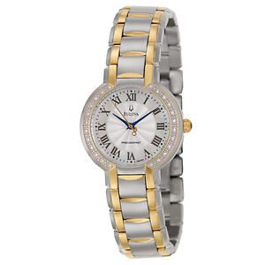 Bulova 宝路华 珍珠母贝+镶钻小蓝针时尚女表 98R161