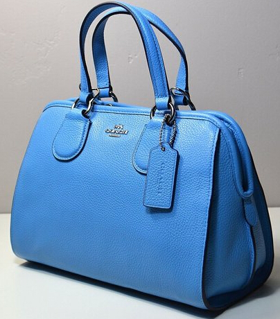 COACH 蔻驰Pebbled Leather Mini Nolita Satchel女士真皮手提斜挎包 蓝色