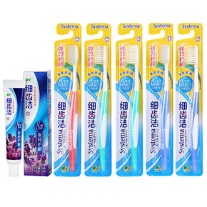 LION 狮王细齿洁弹力护龈牙刷*5支 +夜间护龈牙膏40g