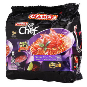 Mamee 金厨 泰式冬阴功风味 酸辣虾味浓汤面 4连包320g