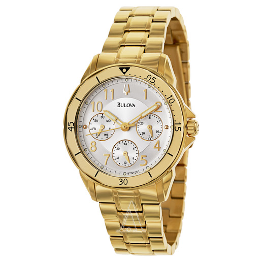 Bulova 宝路华 97N109 女士玫瑰金三眼石英表