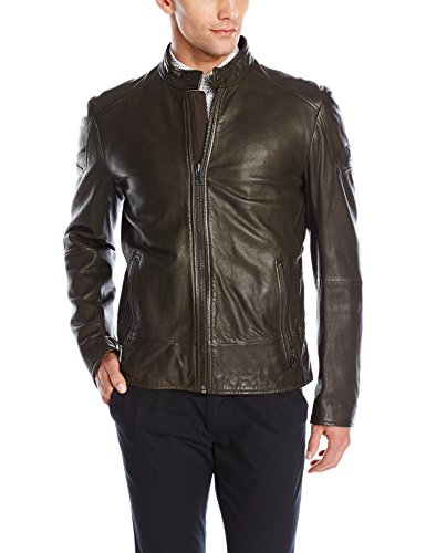 国内￥5400！HUGO BOSS  雨果博斯 橙标 男士立领绵羊皮夹克