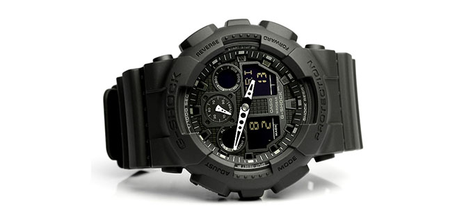 CASIO 卡西欧 G-SHOCK GA100-1A1CR 男士双显腕表