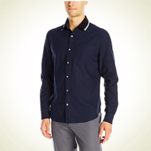 Amazon.com：企鹅Original Penguin Rib Collar 男士牛津衬衫 蓝底白边